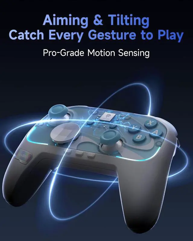 Alt view image 7 of 7 - EasySMX S10 Switch 2 Controller-One Key Wake-up, Switch 2 Pro Controller with 6 Axis Gyro, NFC Function, TMR Anti-Drift Joystick, HD Rumble, Swappable D-Pad & Faceplate-black white blu