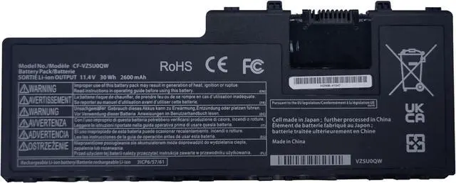 Main image of CF-VZSU0QW Laptop Battery Compatible with ToughBook CF-20 MK1 Toughpad FZ-A2 CF-VZSU0QJS CF-VZSU0QK CF-VZSU0QR - 11.4V 30Wh