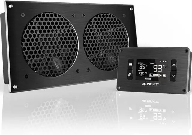 Main image of AC Infinity AIRPLATE T7, Quiet Cooling Fan System 12" with Thermostat Control, for Home Theater AV Cabinets