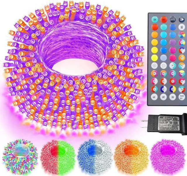 Alt view image 7 of 7 - Color Changing Christmas String Lights with Remote, 34 Colors 66FT 200LED Halloween String Lights Outdoor Decoration, Indoor Connectable Fairy Lights Plug in for Xmas Tree Thanksgiving Decoration