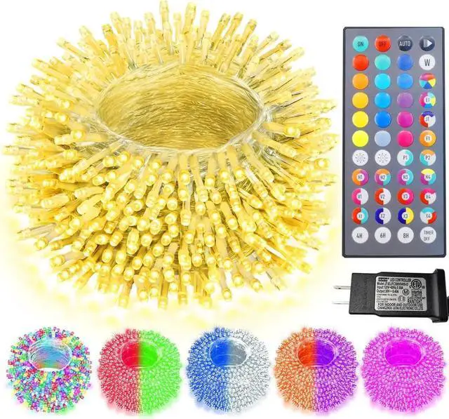 Main image of Color Changing Christmas String Lights with Remote, 34 Colors 66FT 200LED Halloween String Lights Outdoor Decoration, Indoor Connectable Fairy Lights Plug in for Xmas Tree Thanksgiving Decoration
