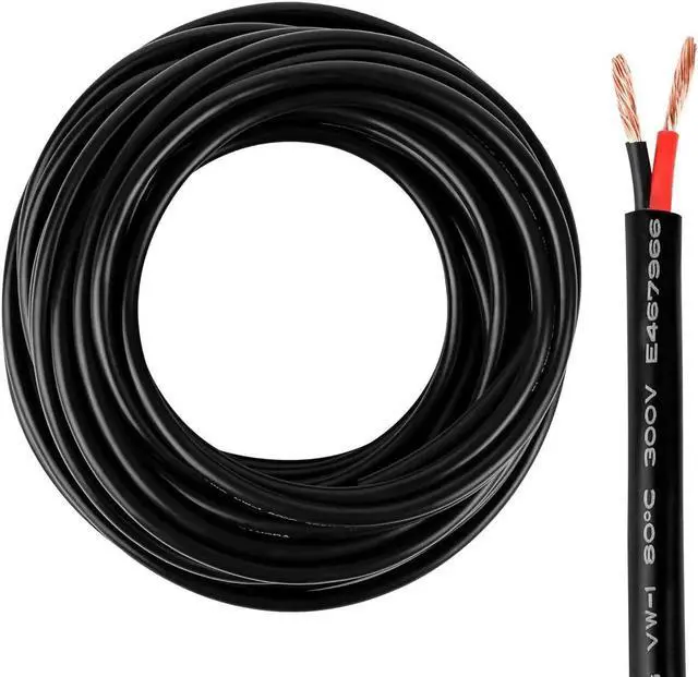 Main image of 14 Gauge Electrical Wire 2 Conductor,14 AWG Electrical Wire Stranded PVC Cord Oxygen-Free Copper Cable,50FT 2 Core Flexible Extension Power Cord for Auto Cord for LED Lamp Lighting Strips Automotive
