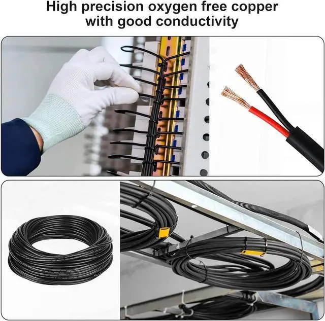 Alt view image 7 of 7 - 14 Gauge Electrical Wire 2 Conductor,14 AWG Electrical Wire Stranded PVC Cord Oxygen-Free Copper Cable,50FT 2 Core Flexible Extension Power Cord for Auto Cord for LED Lamp Lighting Strips Automotive
