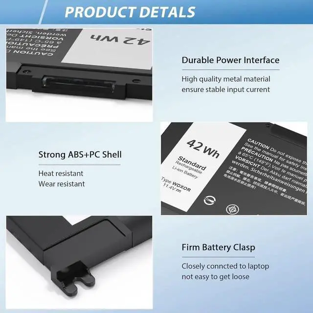 Alt view image 7 of 7 - WDX0R Laptop Battery for dell Inspiron 15 5000 7000 5368 5378 5379 5567 5579 5580 5765 5767 5770 5775 7560 7570 17 5765 5767 5775 13 5378 5368 7375 7368 7378 Series Vostro WDXOR 5468 5568 P69G 3CRH3