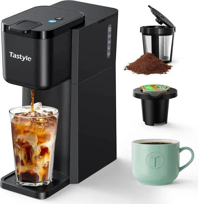 Main image of Mini Single Serve Coffee Maker Hot & Iced, K Cup/Ground, 614oz, Travel/Home