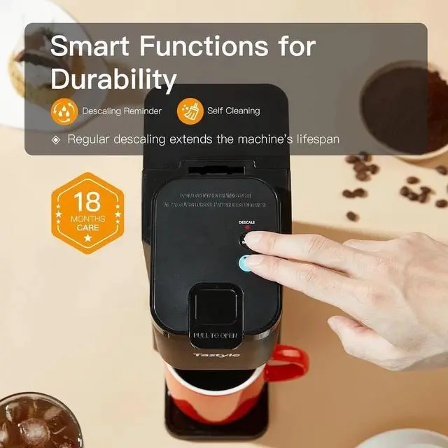 Alt view image 6 of 7 - Mini Single Serve Coffee Maker Hot & Iced, K Cup/Ground, 614oz, Travel/Home