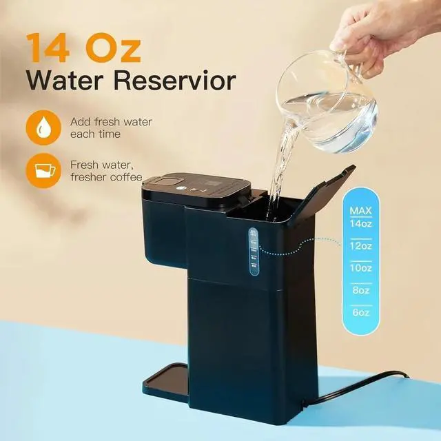 Alt view image 2 of 7 - Mini Single Serve Coffee Maker Hot & Iced, K Cup/Ground, 614oz, Travel/Home