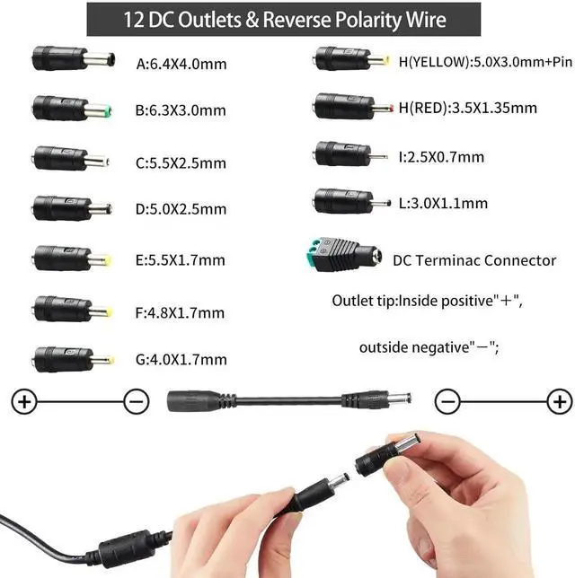 Alt view image 5 of 7 - Universal Power Supply Adjustable 3V~12V 12A 144W Variable Switching Power Adapter 100V-240V AC to DC Converter Transformer with 14 Tips&Polarity Converter,LED Voltage Display3V4V5V6V7V8V9V10V11V12V