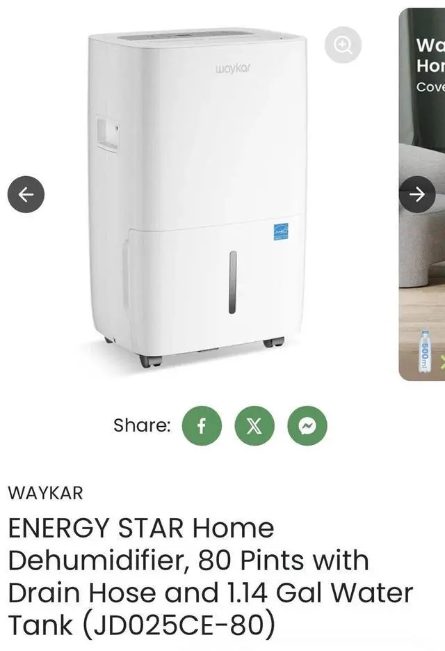 Main image of Waykar Energy Star Dehumidifier 80-150 Pint for Home, Basement & Large Space