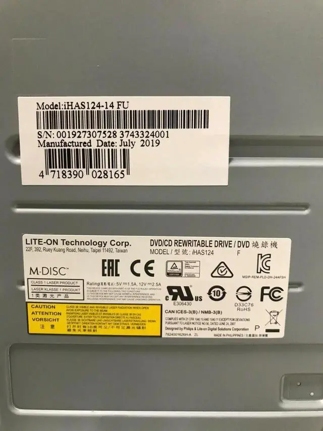 Alt view image 3 of 3 - Lite-On - iHAS124-14 - SATA DVD Internal Optical Drive Burner Black - OEM