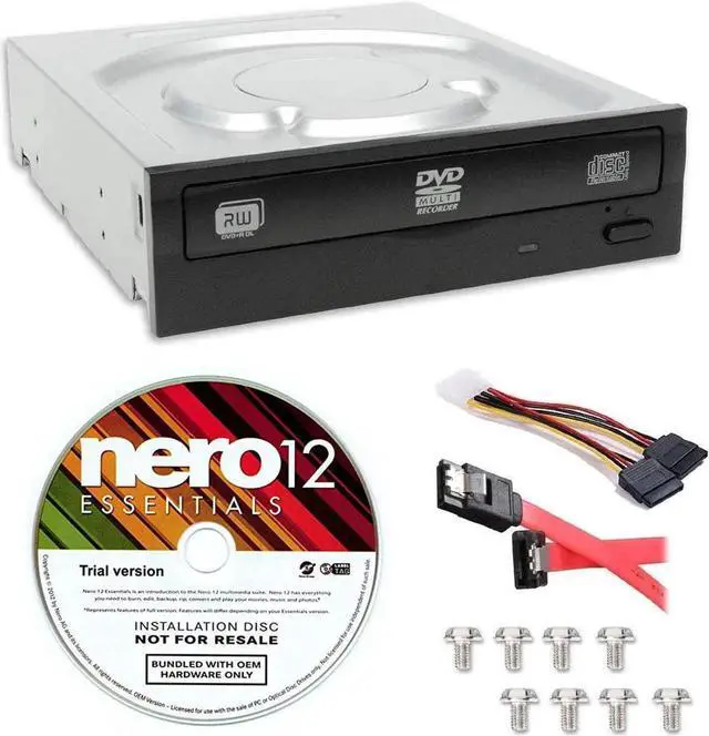 Main image of Lite-On 24X SATA Internal DVD+/-RW Drive Optical Drive IHAS124-14 + Nero 12 Essentials Burning Software + Sata Cable Kit