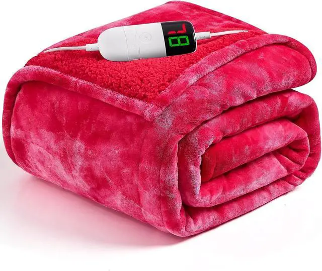 Main image of Faux Fur Sherpa Heated Blanket with 10 Heat Levels and 8 Hour Auto Off