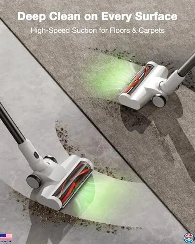 Alt view image 6 of 6 - Lightweight Cordless Stick Vacuum, 55min Runtime, Powerful Suction, 9-in-1