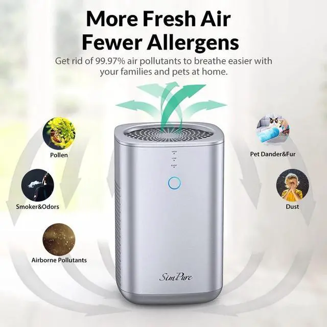 Alt view image 2 of 7 - Home Office Large Room Air Purifier True HEPA Filter Odor Allergies Smoke Pet
