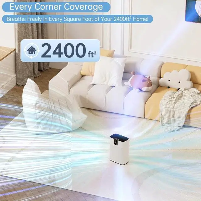Alt view image 7 of 7 - Air Purifier for Home Bedroom Large Room Up to 2400 Ft²,