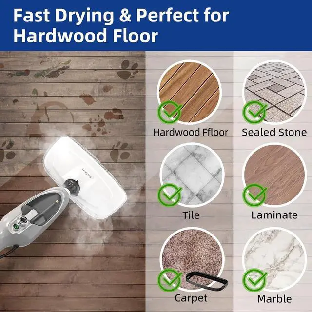 Alt view image 5 of 7 - Effortless Deep Cleaning with Handheld 10-in-1 Steam Mop for All Floor Types
