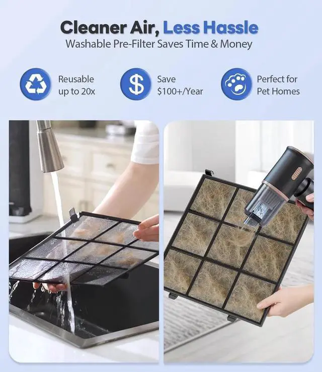 Alt view image 3 of 7 - Air Purifier for Home Large Room Covers Up to 2600 Ft² Washable Filters