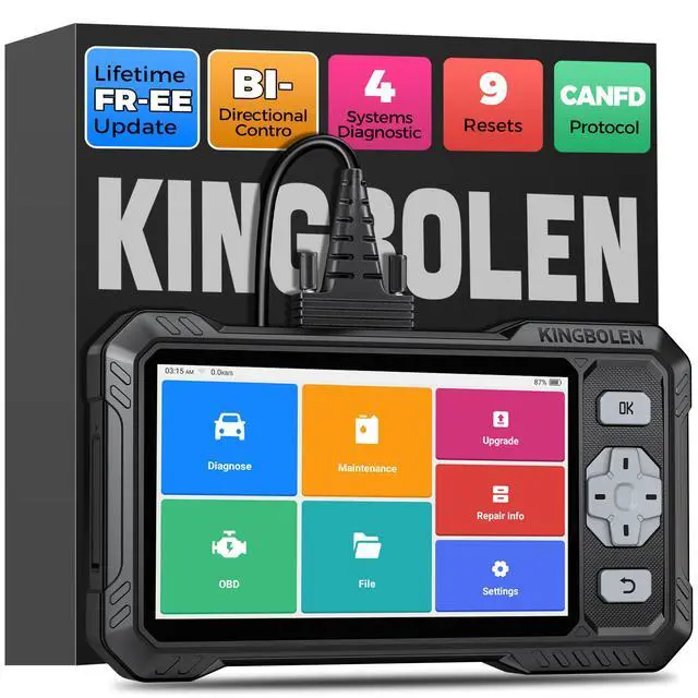 Main image of KINGBOLEN S608 4-system vehicle fault diagnostic instrument with multi-language configuration for OBD