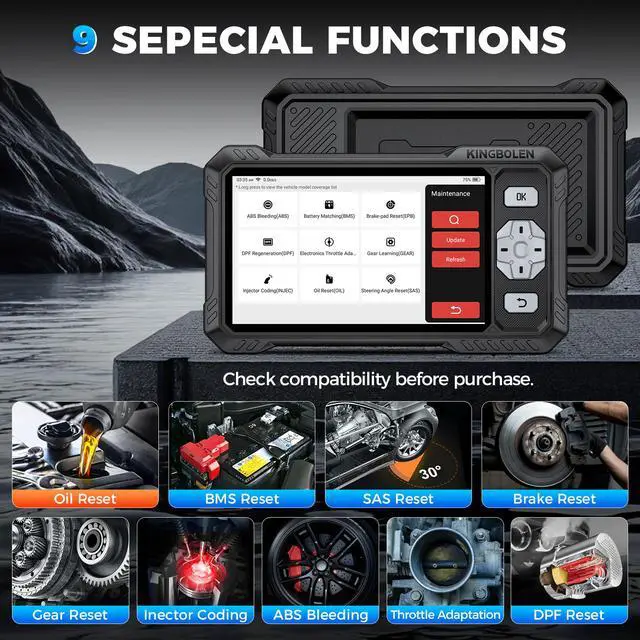 Alt view image 4 of 7 - KINGBOLEN S608 4-system vehicle fault diagnostic instrument with multi-language configuration for OBD