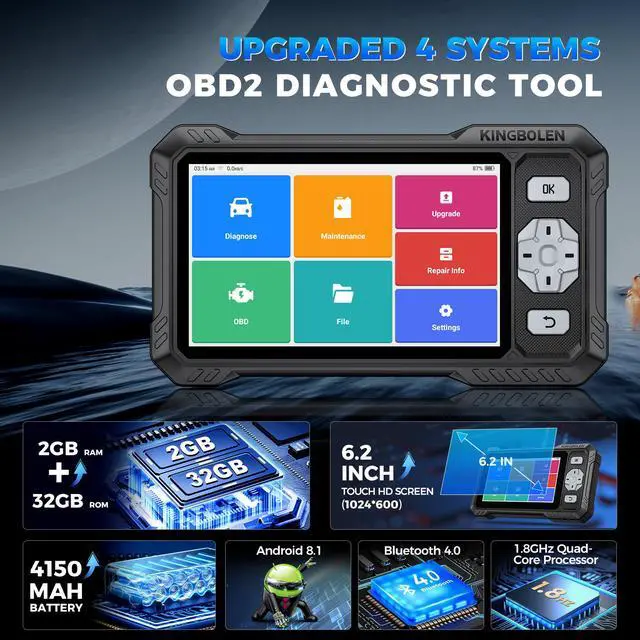 Alt view image 3 of 7 - KINGBOLEN S608 4-system vehicle fault diagnostic instrument with multi-language configuration for OBD