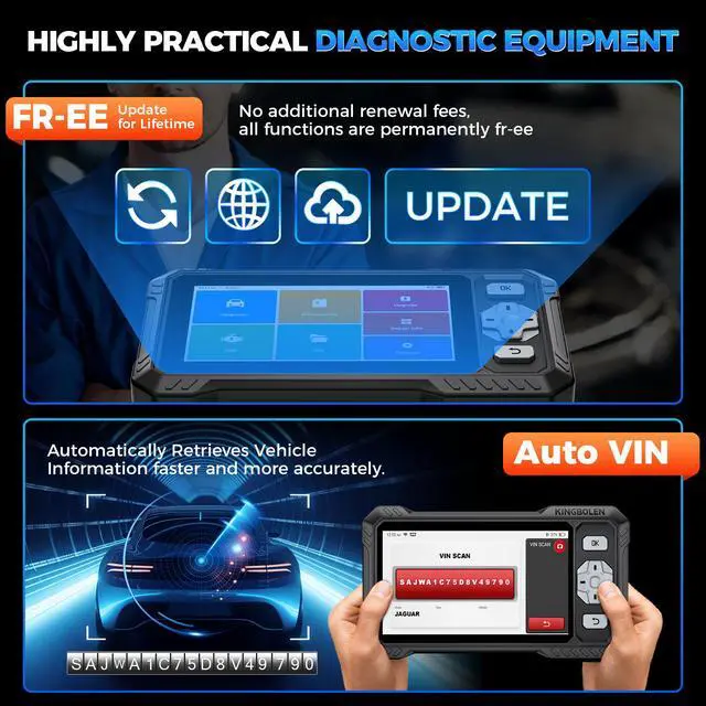 Alt view image 6 of 7 - KINGBOLEN S608 4-system vehicle fault diagnostic instrument with multi-language configuration for OBD