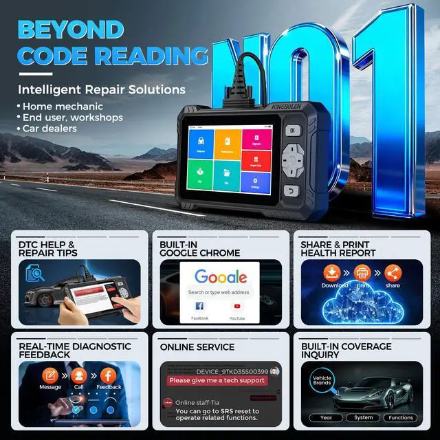 Alt view image 7 of 7 - KINGBOLEN S608 4-system vehicle fault diagnostic instrument with multi-language configuration for OBD