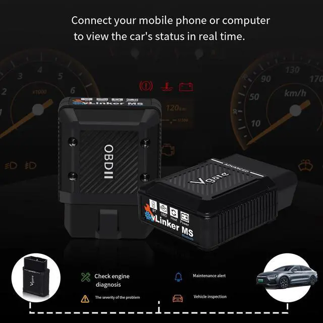 Alt view image 2 of 7 - Vgate vLinker MS OBD2 Car Engine Fault Detector Diagnostic Instrument ELM327