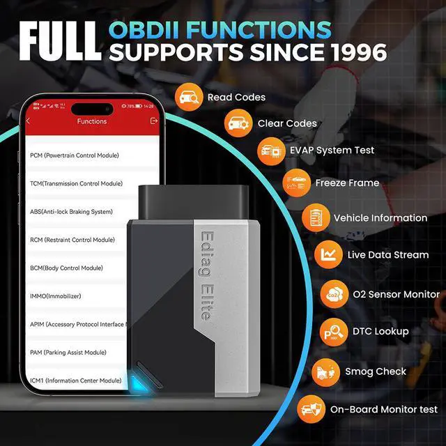 Alt view image 5 of 7 - Ediag Elite vehicle fault detector, OBD2 diagnostic tool, multi-language maintenance tool