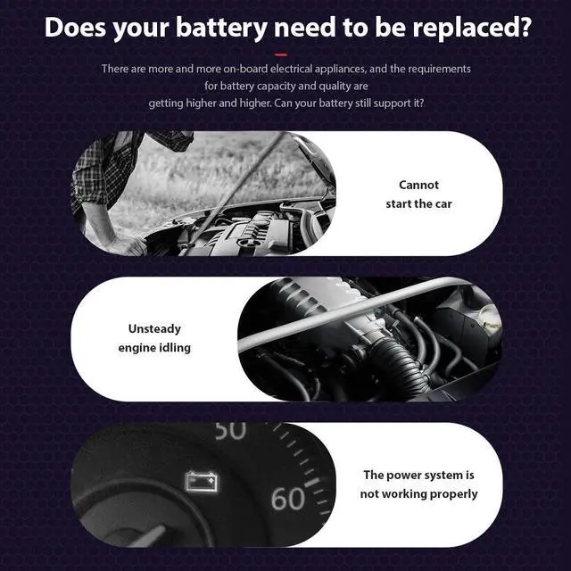 Alt view image 7 of 7 - Automobile battery analyzer, battery detector, multilingual battery detector, 6V/12V, multilingual