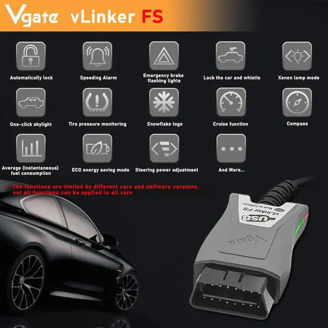 Alt view image 3 of 7 - Vgate Vlinker FS ELM327 USB OBD2 Car Diagnostic Tool for Ford FORScan OBD2 Automotive Scanner MS/HS CAN for Mazda PK OBDLink EX