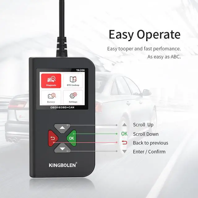 Alt view image 4 of 6 - OBD2 vehicle diagnostic tool, YA206 vehicle fault detector, battery tester, multi-function reading card