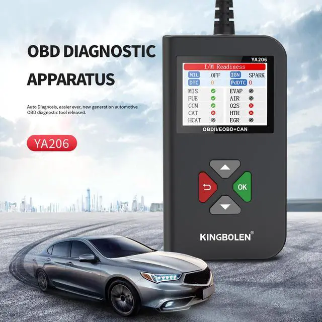 Alt view image 5 of 6 - OBD2 vehicle diagnostic tool, YA206 vehicle fault detector, battery tester, multi-function reading card