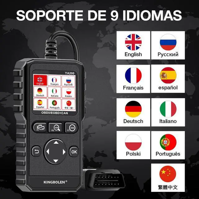 Alt view image 7 of 7 - OBD2 automotive engine system diagnostic tool for detecting OBD compliance in multiple languages