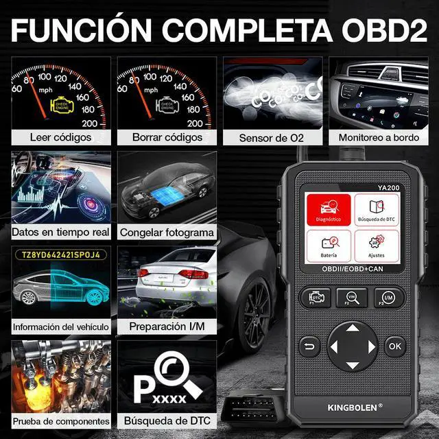 Alt view image 2 of 7 - OBD2 automotive engine system diagnostic tool for detecting OBD compliance in multiple languages