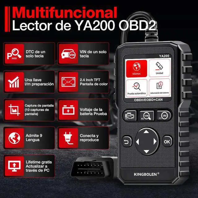 Alt view image 4 of 7 - OBD2 automotive engine system diagnostic tool for detecting OBD compliance in multiple languages