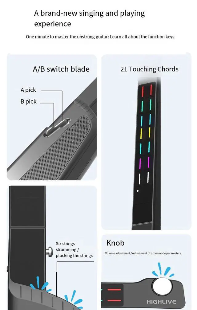 Alt view image 4 of 6 - JT01 Acoustic-less Guitar Integrates Accompaniment Intelligent Electric Guitar Automatic Tuning Singing and Harmonizing Without Strings