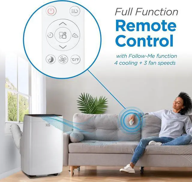 Alt view image 3 of 7 - BLACK+DECKER Smart Portable Air Conditioner, 12,000 BTU (8,350 BTU SACC) for Rooms up to 550 Sq. Ft., Smart Portable AC with Follow Me Remote and Window Kit, BPACT12WT, White