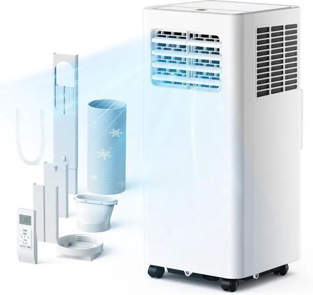 Main image of EUHOMY 8,000 BTU Portable Air Conditioners, 4-in-1 Air Conditioner Portable Up to 350 Sq.Ft., Portable AC Unit with Cool, Fan, Dehumidifier, Sleep, 24H Timer, Remote & Installation Kit, for Bedroom