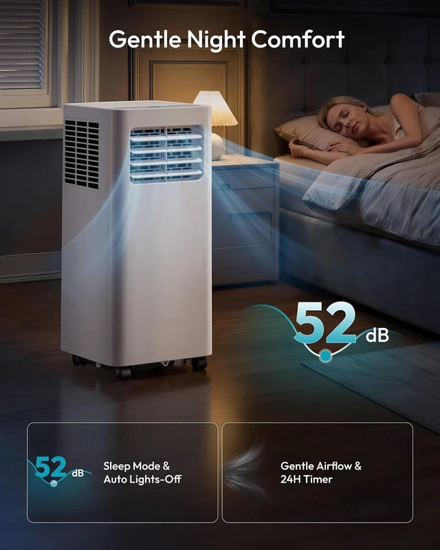 Alt view image 2 of 7 - EUHOMY Portable Air Conditioners 14,000 BTU, 5-in-1 Portable AC Unit Up to 650 Sq.Ft. for Bedroom with Cool, Heat, Fan, Dehumidifier, Sleep, AC Units with LED Remote & 24H Timer, Installation Kits