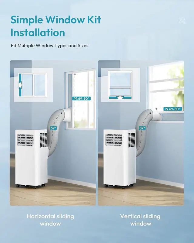 Alt view image 5 of 7 - EUHOMY Portable Air Conditioners 10,000 BTU, 4-in-1 Air Conditioner Portable Up to 450 Sq.Ft. with Cool, Fan, Dehumidifier, Sleep, Portable AC Unit with LED Remote & 24H Timer, Installation Kits