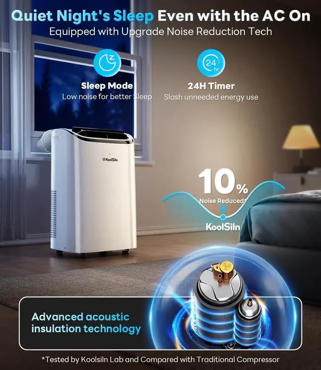 Alt view image 2 of 7 - 14,000 BTU Portable Air Conditioner with WiFi & Remote Control, Cools Up to 700 Sq.Ft, Auto-Evaporation Low Noise Portable AC Unit for Large Room, Office, Garage, White