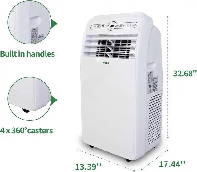 Alt view image 3 of 7 - Uhome 12000 BTU Portable Air Conditioner w/Heater up to 450 Sq. Ft, Ac Heater Combo Window Unit, Portable AC Unit with Dehumidifier & Fan, Cools & Heats,Remote Control and Window Kit Included,White
