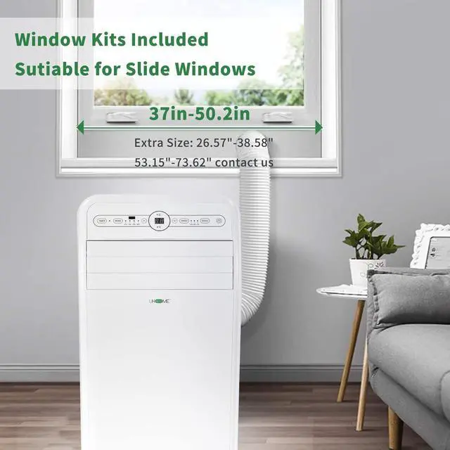 Alt view image 7 of 7 - Uhome 12000 BTU Portable Air Conditioner w/Heater up to 450 Sq. Ft, Ac Heater Combo Window Unit, Portable AC Unit with Dehumidifier & Fan, Cools & Heats,Remote Control and Window Kit Included,White