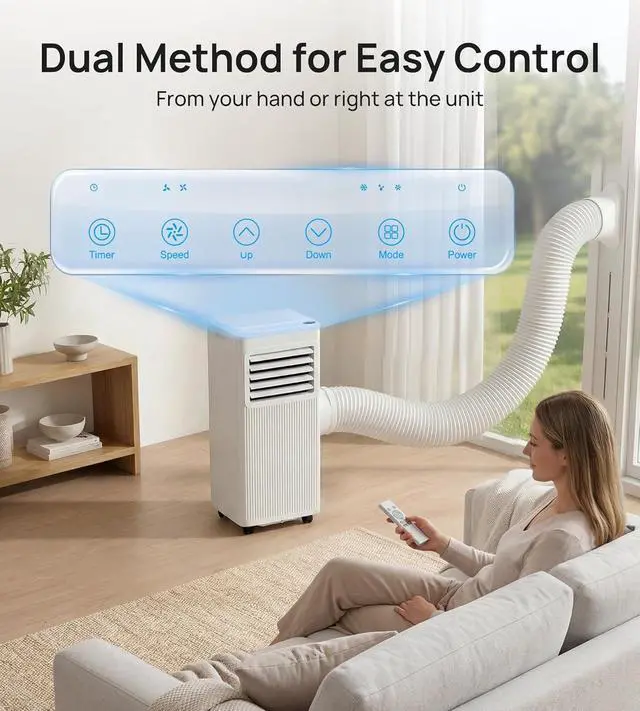 Alt view image 7 of 7 - 8000 BTU Portable Air Conditioners,Portable AC with Cool, Fan,Dehumidifier,Sleep,24H Timer,Quiet Cooling,Up to 350 Sq.Ft,Air Conditioner for Bedroom,Home,Office,Remote&Window Kit