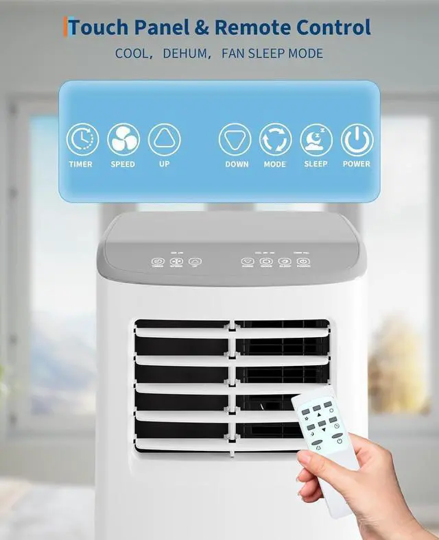 Alt view image 3 of 7 - Garvee 3-in-1 Portable Air Conditioner, 8,000 BTU Portable AC Unit with Cooling, Dehumidifier & Fan for Rooms up to 350 sq.ft with Remote Control, Sleep Mode, 24H Timer and Window Kit