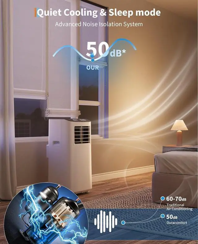 Alt view image 6 of 7 - Garvee 3-in-1 Portable Air Conditioner, 8,000 BTU Portable AC Unit with Cooling, Dehumidifier & Fan for Rooms up to 350 sq.ft with Remote Control, Sleep Mode, 24H Timer and Window Kit