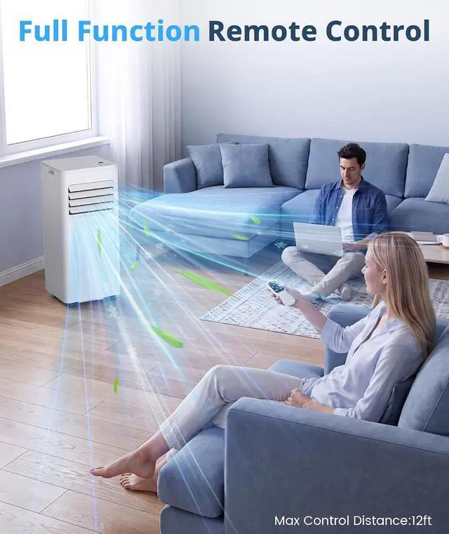 Alt view image 2 of 7 - 10,000 BTU Portable Air Conditioner, 4-in-1 AC Unit Cools 450 Sq.Ft, Quiet Air Conditioner with Dehumidifier & Fan, LED Display, Remote, 24H Timer, Window Kit for Bedroom Office Dorm