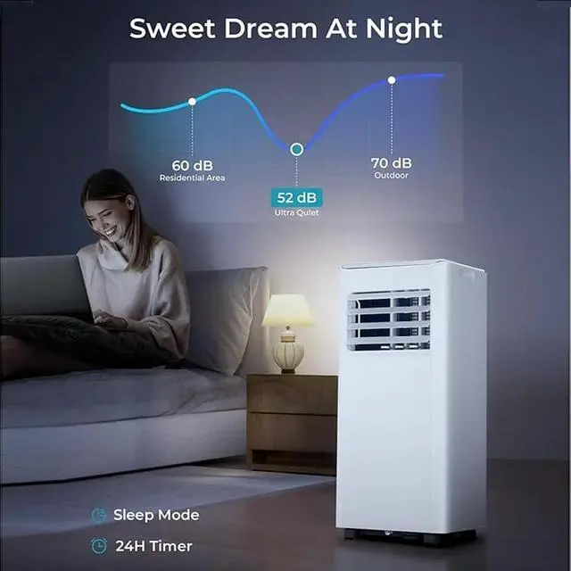 Alt view image 4 of 7 - 10000 BTU Portable Air Conditioner for 450 Sq.Ft, 3-in-1 AC Unit with Remote & LED Display, Quiet Cooling, Fan, Dehumidifier, Window Kit for Bedroom Home Office Dorm