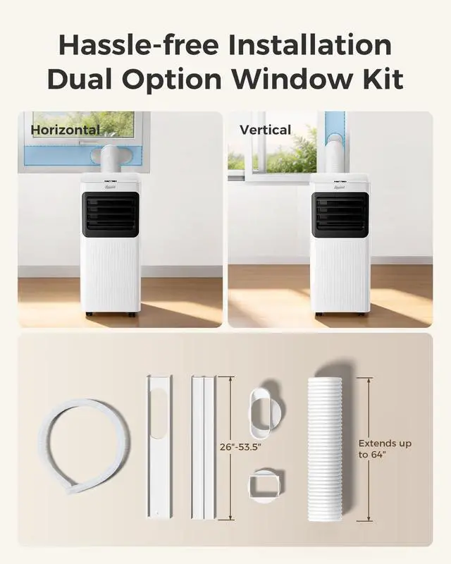 Alt view image 7 of 7 - 16,000 B T U Portable Air Conditioners for Large Room up to 750 Sq. Ft., 5-in-1 Smart AC with WiFi App, Remote Control, Fast Cooling, Dehumidifier, Fan, Sleep Mode, 24H Timer & Window Kit