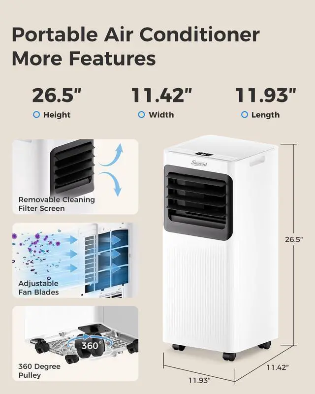 Alt view image 3 of 7 - 16,000 B T U Portable Air Conditioners for Large Room up to 750 Sq. Ft., 5-in-1 Smart AC with WiFi App, Remote Control, Fast Cooling, Dehumidifier, Fan, Sleep Mode, 24H Timer & Window Kit